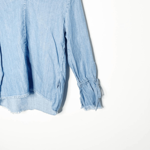 Rails Zimi Linen blend chambray top vintage blue bell sleeve womens small s - Picture 4 of 7
